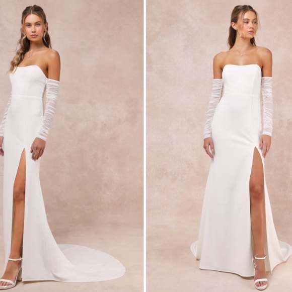 LULUS Bridal Wedding Elegant Corset Off the Shoulder Mermaid Gown NWT - Picture 2 of 5